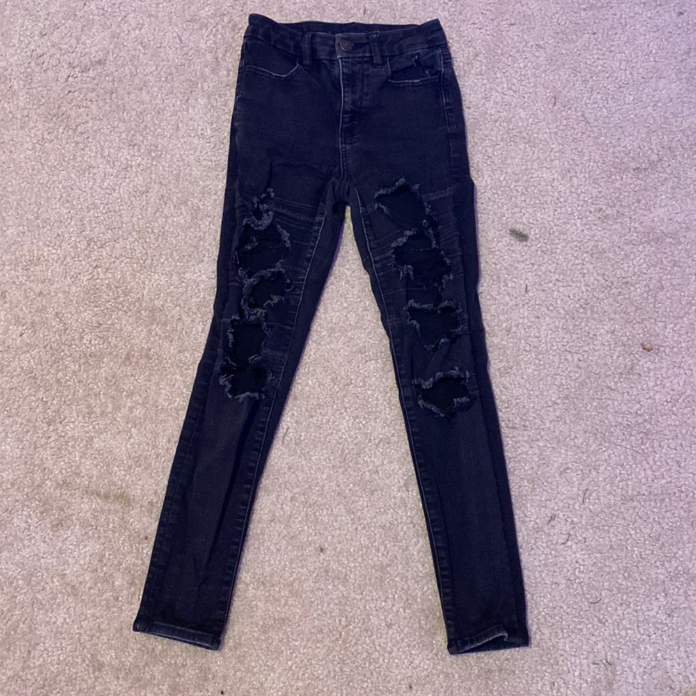 Black American Eagle Ripped jeans, size 00, Next Level Stretch